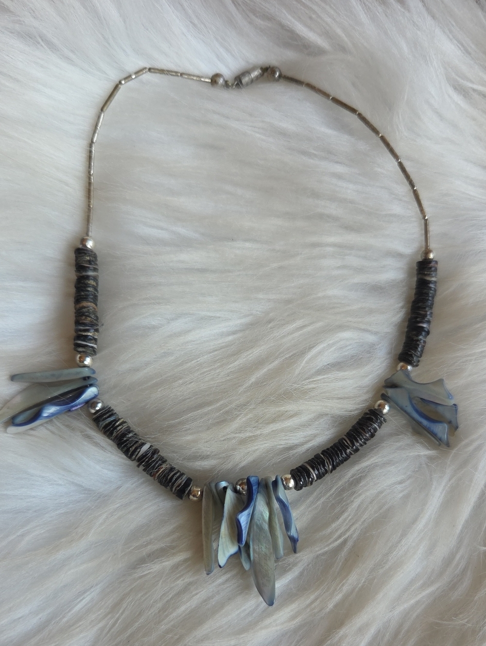 Blue Mother Of Pearl Shell Necklace